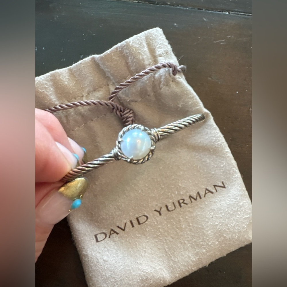 David Yurman Sterling Silver Cable Bracelet with Moonstone